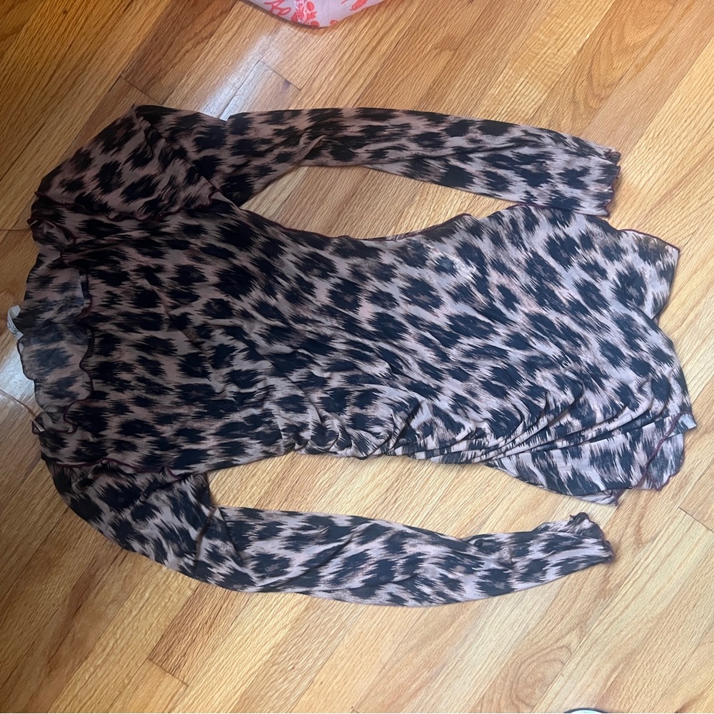 Free People Black and Tan Animal Print Tunic